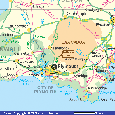 OS Map of Dartmoor area